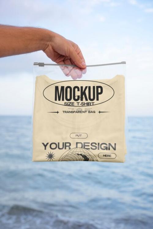 Clothes In Transparent Bag Mockup