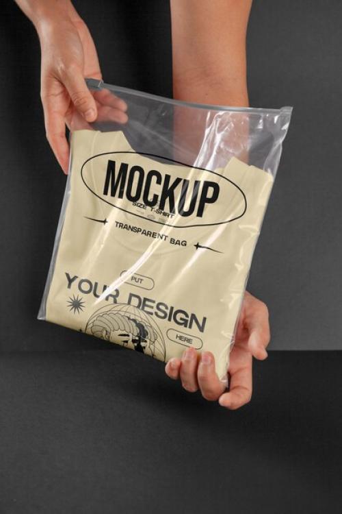 Clothes In Transparent Bag Mockup