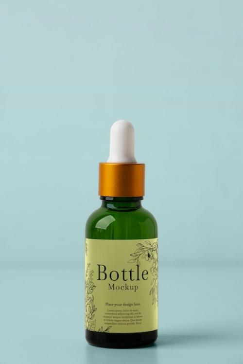 Glass Bottle Mockup With Liquid Inside