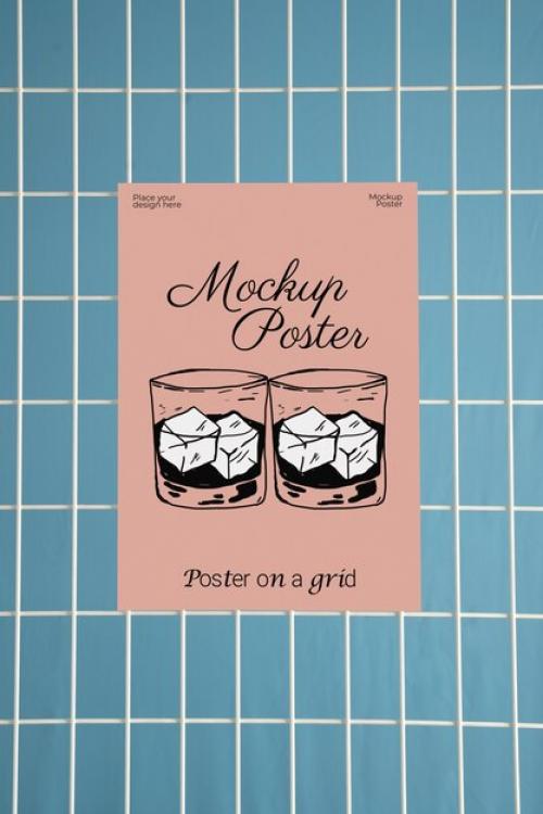 Poster Mockup On A Grid Fence