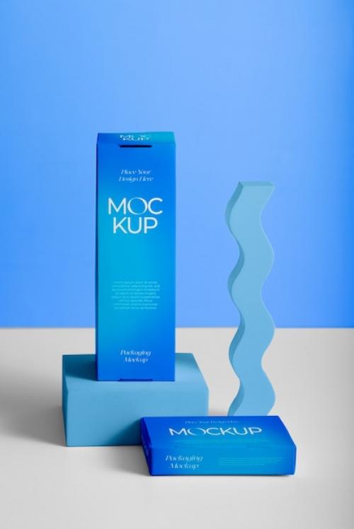 Packaging Mockup In Elemental Blue Background
