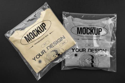 Clothes In Transparent Bag Mockup