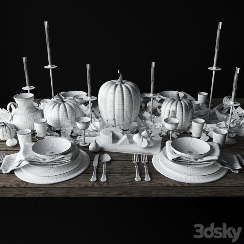 Autumn table setting with pumpkins