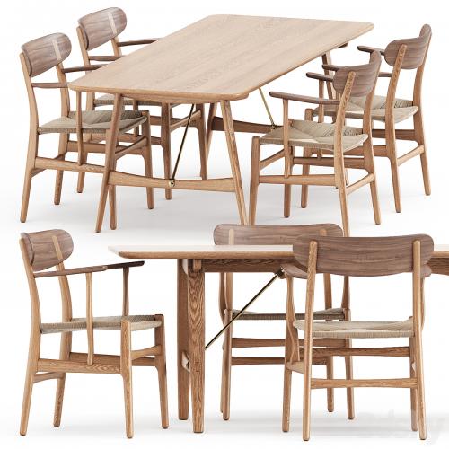 BM1160 hunting table, CH26 chair by Carl Hansen & Son