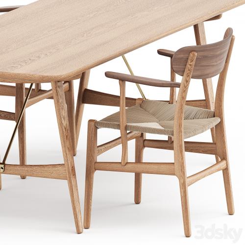 BM1160 hunting table, CH26 chair by Carl Hansen & Son