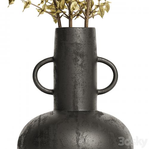 Merriman Black Vase & Terracotta vase set with Dried Plants