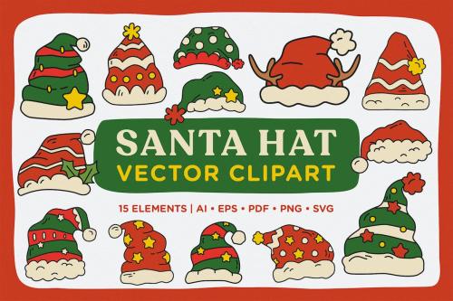 Christmas Santa Hat Vector Clipart Pack