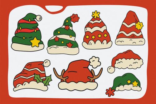 Christmas Santa Hat Vector Clipart Pack