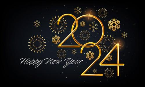 Happy New Year 2024 Golden metal number