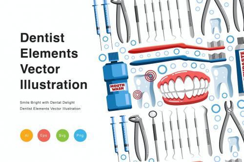 Dentist Elements Vector Illustration