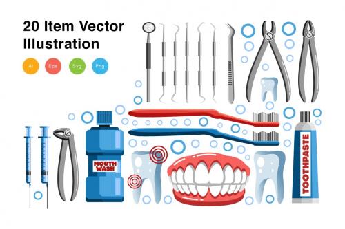 Dentist Elements Vector Illustration