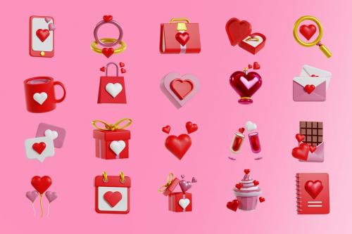 3D Valentine Icons