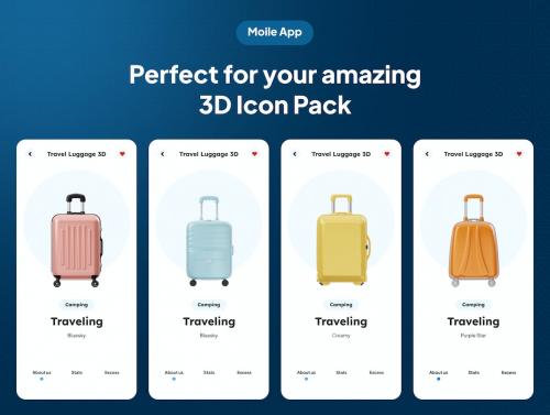 Travel Luggage Product 3D Icon