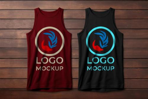 Realistic Dark Red And Dark Green Tank Top Mockup For Custom Designs