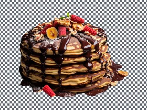 Delicious Bananastuffed Nutella Pancakes Stack Isolated On Transparent Background