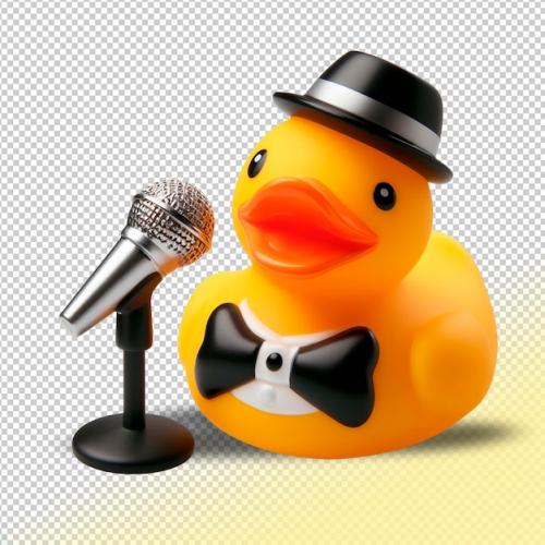 Psd Yellow Rubber Duck Singer On A Transparent Background