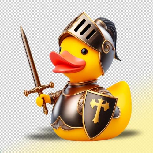 Psd Yellow Rubber Duck Knight On A Transparent Background