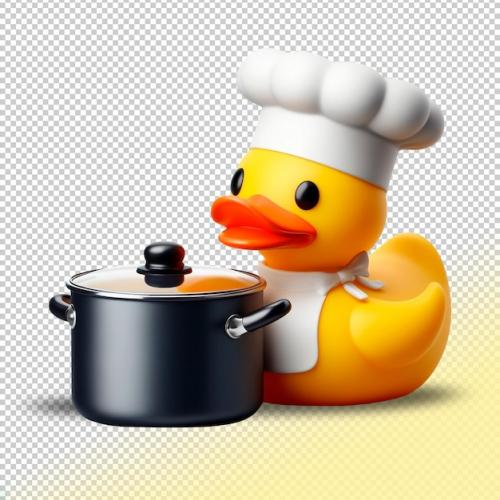 Psd Yellow Rubber Duck Cook Chef On A Transparent Background