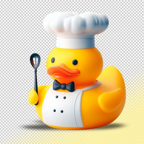 Psd Yellow Rubber Duck Cook Chef On A Transparent Background