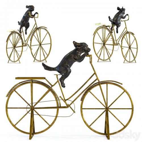 Deco Object Dog With Bicycle