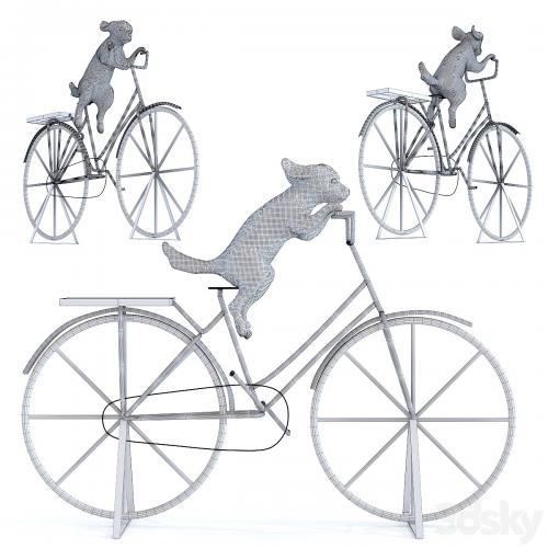 Deco Object Dog With Bicycle