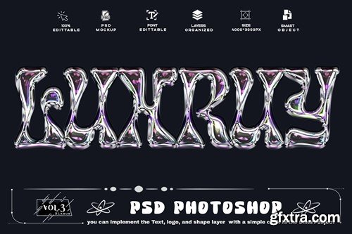Luxury Holographic Style Text Effect PSD Template BQPFU86