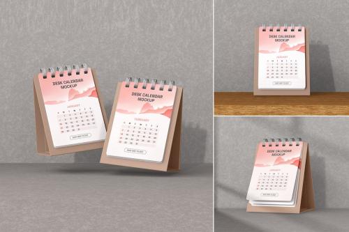 Spiral Vertical Desk Calendar Mockup Set