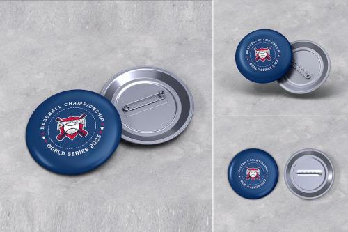 Metalic Pin Button Badge Branding Mockups Set