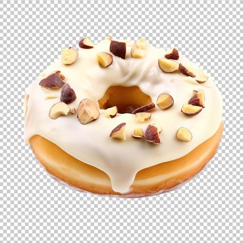 Donut With White Cream And Nuts