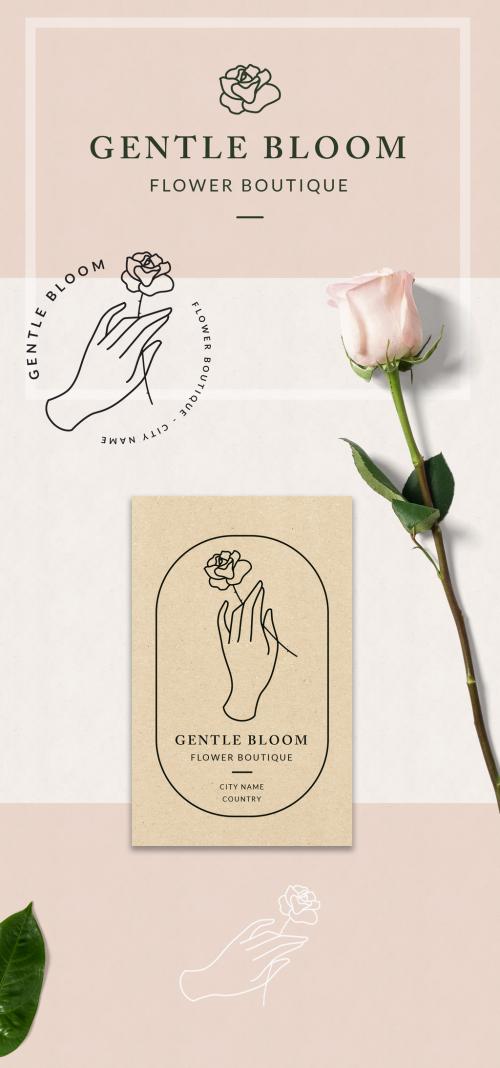 Delicate Hand and Flower Logo Set - 332696373