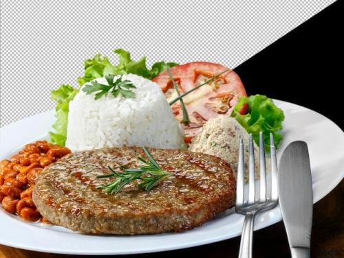 Hamburger Meat With Rice And Salad
