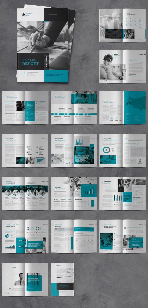 Annual Report Brochure Layout with Blue and Gray Accents - 332757590