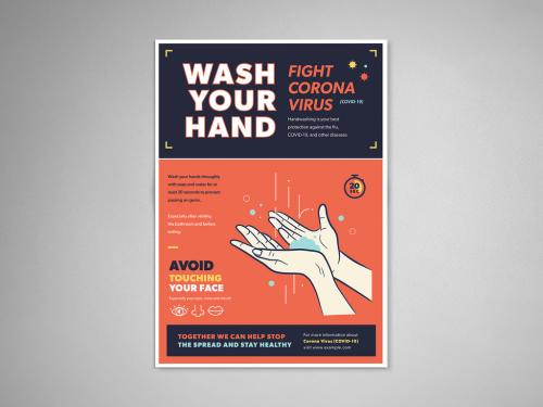 Orange and Blue Handwashing and Coronavirus Informational Flyer Layout - 332760580