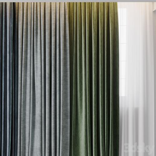 Hadi Curtains 40 - collection of green and blue curtains with patterns