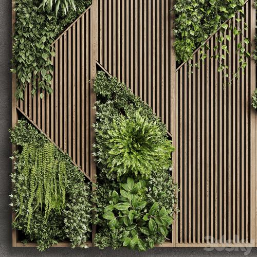 Vertical Wall Garden With Wooden frame - collection of houseplants indoor 41