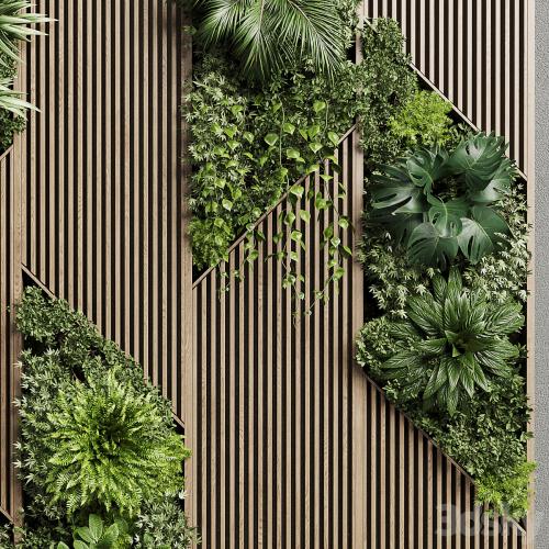 Vertical Wall Garden With Wooden frame - collection of houseplants indoor 41