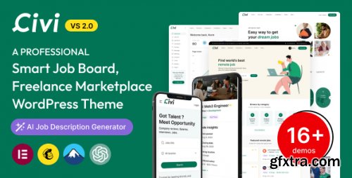 Themeforest - Civi - Job Board, Freelance Marketplace WordPress Theme 42770817 v2.0.5 - Nulled