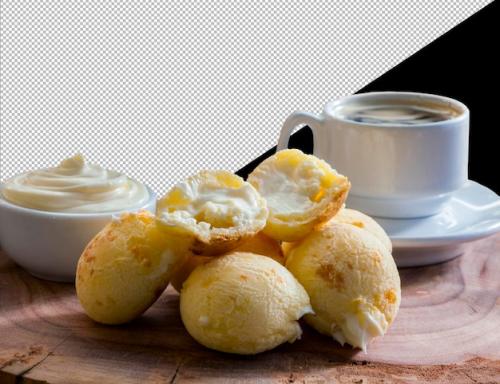 Breakfast With Stuffed Cheese Bread Pao De Queijo