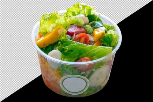 Vegetable Salad With Fruit In Disposable Packaging