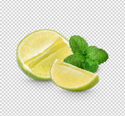 Fresh Lime With Mint Leaves Isolated Premium Psd