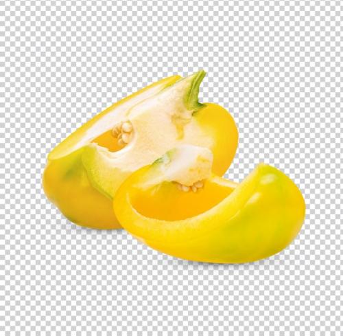 Fresh Yellow Sweet Pepper Sliced Isolated Premium Psd