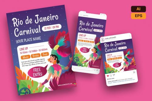 Carnival in Rio de Janeiro Flyer Template