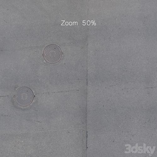 Textures of the asphalt road with manholes. 2 pcs