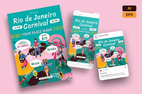 Carnival in Rio de Janeiro Flyer Template