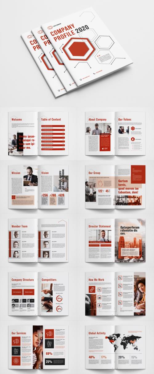 Company Profile Layout with Red Accents - 333008740