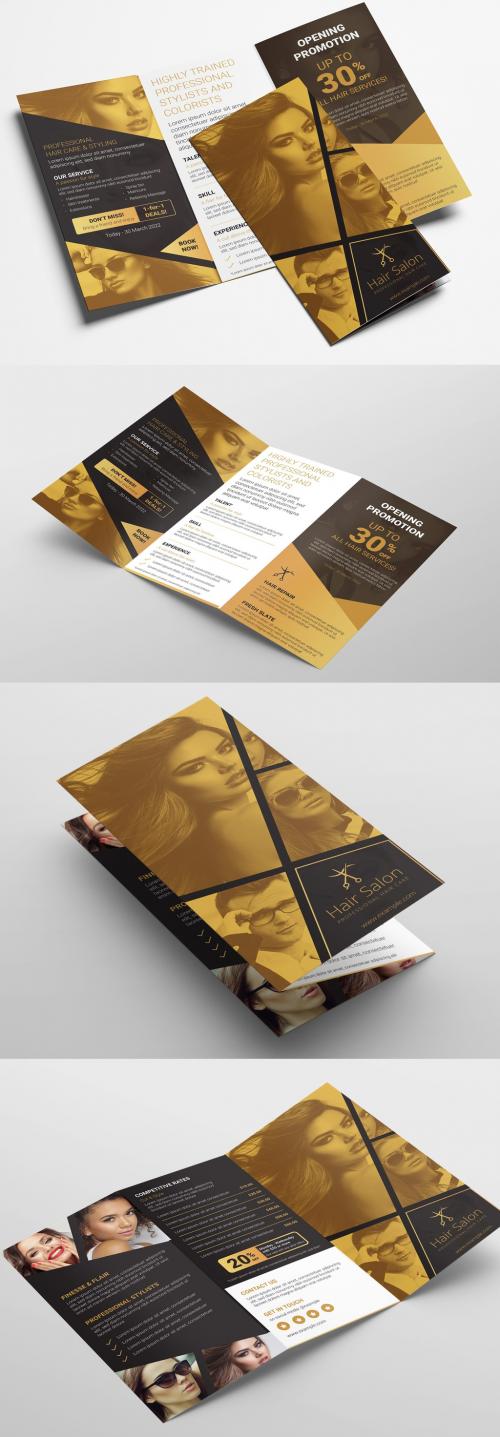 Black and Gold Trifold Brochure Layout - 333031078