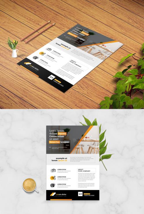 Corporate Flyer Layout with Orange Accents - 333044392