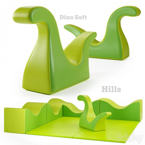 PLAY+ Sets of children's play poufs: Hills (Colline), Dino Soft, Solids