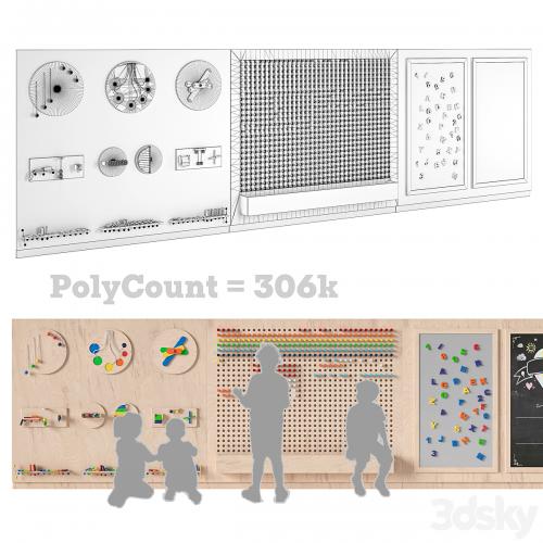Interactive game board (busyboard) for a children's room