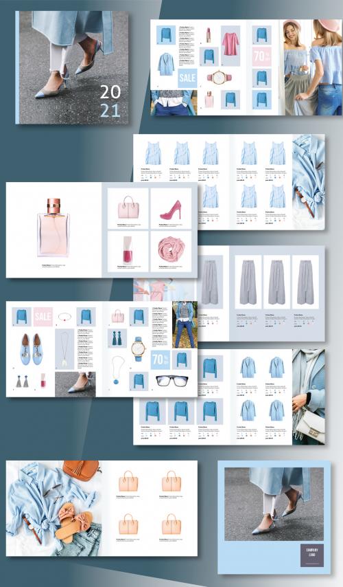  Square Product Catalog Layout with Gray and Blue Accents - 333232395